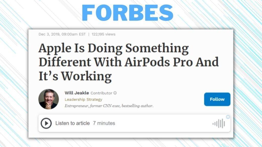 Forbes praising airpods